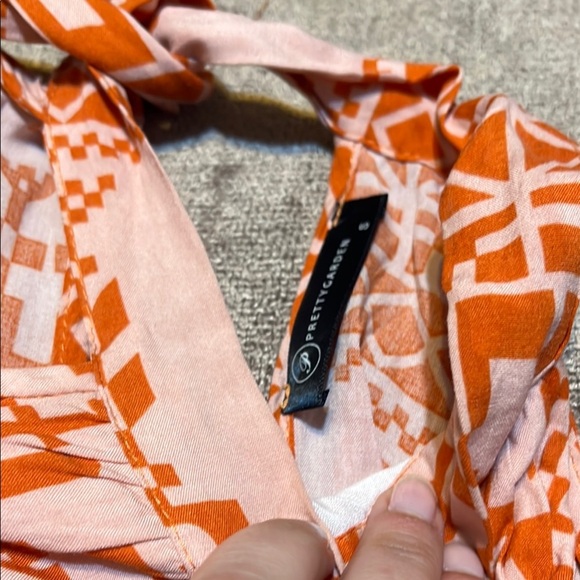 Orange and White Geometric Print Maxi Dress, Size Small - Picture 2 of 5